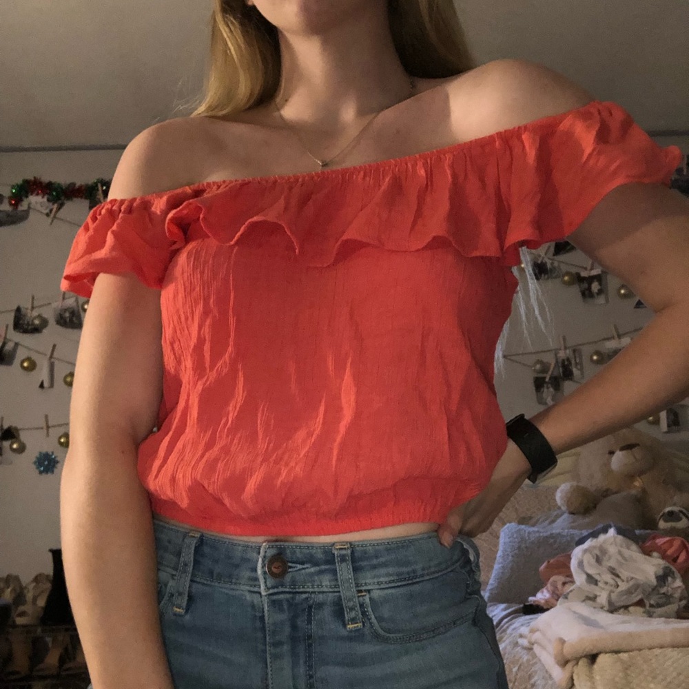 3/$15 crop top off the shoulder